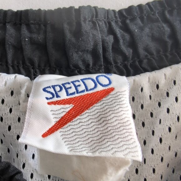 Vintage Y2K Speedo Men's Swim Shorts Light Grey/Neon/Black Lined, Small - Picture 4 of 8